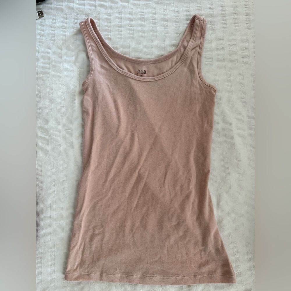 a.n.a Blush Pink Ribbed Tank Top - Scoop Neck